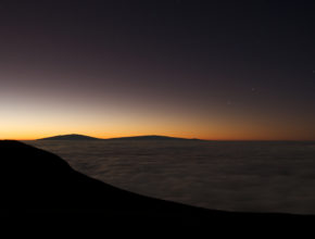 Haleakala Summit before sunrise with Mauna Kea and Mauna Loa
